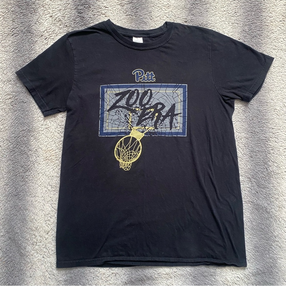 Pitt Zoo Era Tee Shirt Mens Medium Black Grey Blue Shattered Pittsburgh U